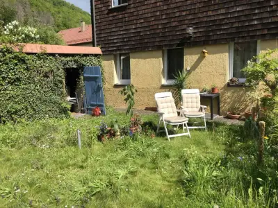 Mühlhaus am Bach mit freundlichem Hund – Bild 4