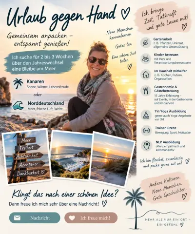 Gartenarbeit, Haushalt, Kinderbetreuung, Gastronomie, Yogalehrer